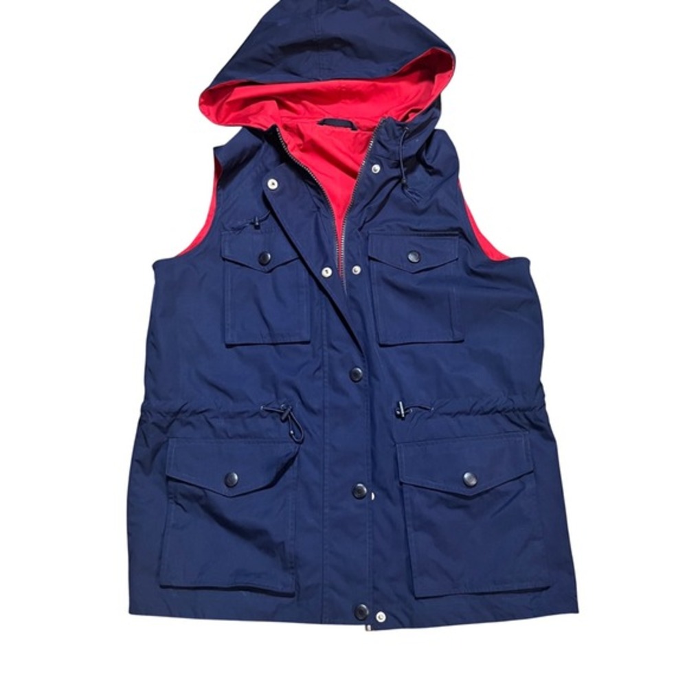 Lauren Ralph Lauren Reversible Vest Hooded Red Navy Blue Size M‎